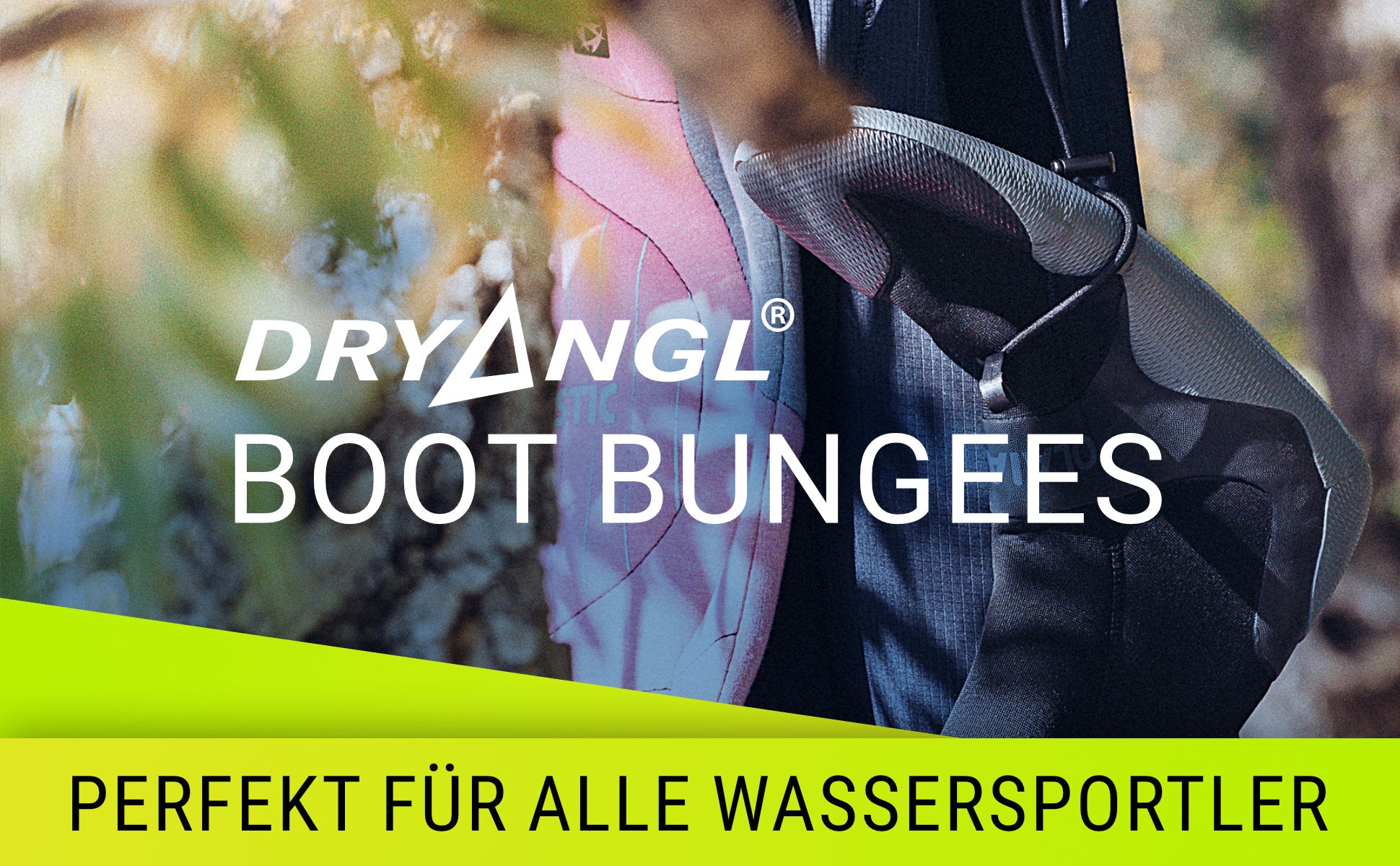 BootBungees von DRYANGL zur Fixierung nasser Schuhe im Van oder Kofferraum – Bild Nr. 01.
