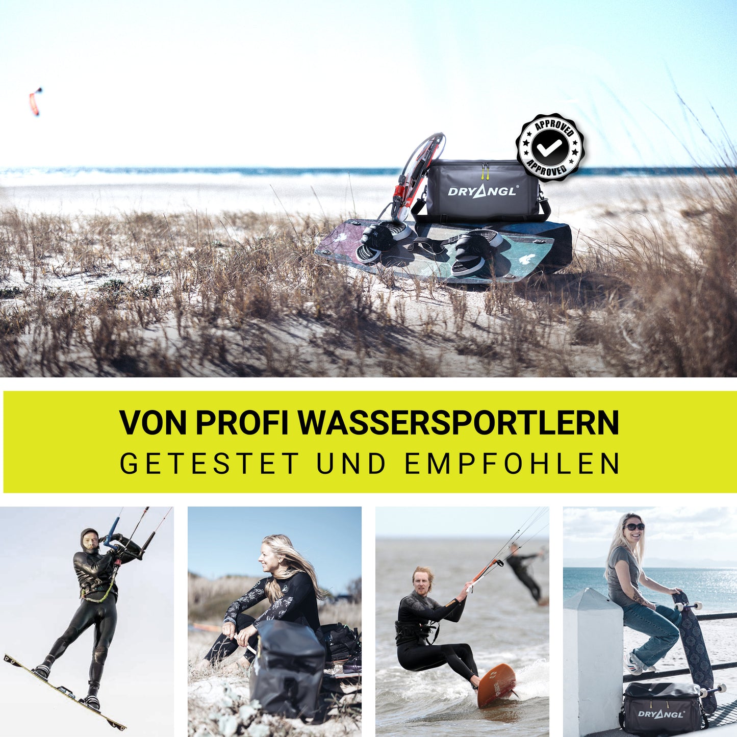 Profi-Wassersportler testen und empfehlen die DRYANGL GearTub Tasche für jedes Abenteuer