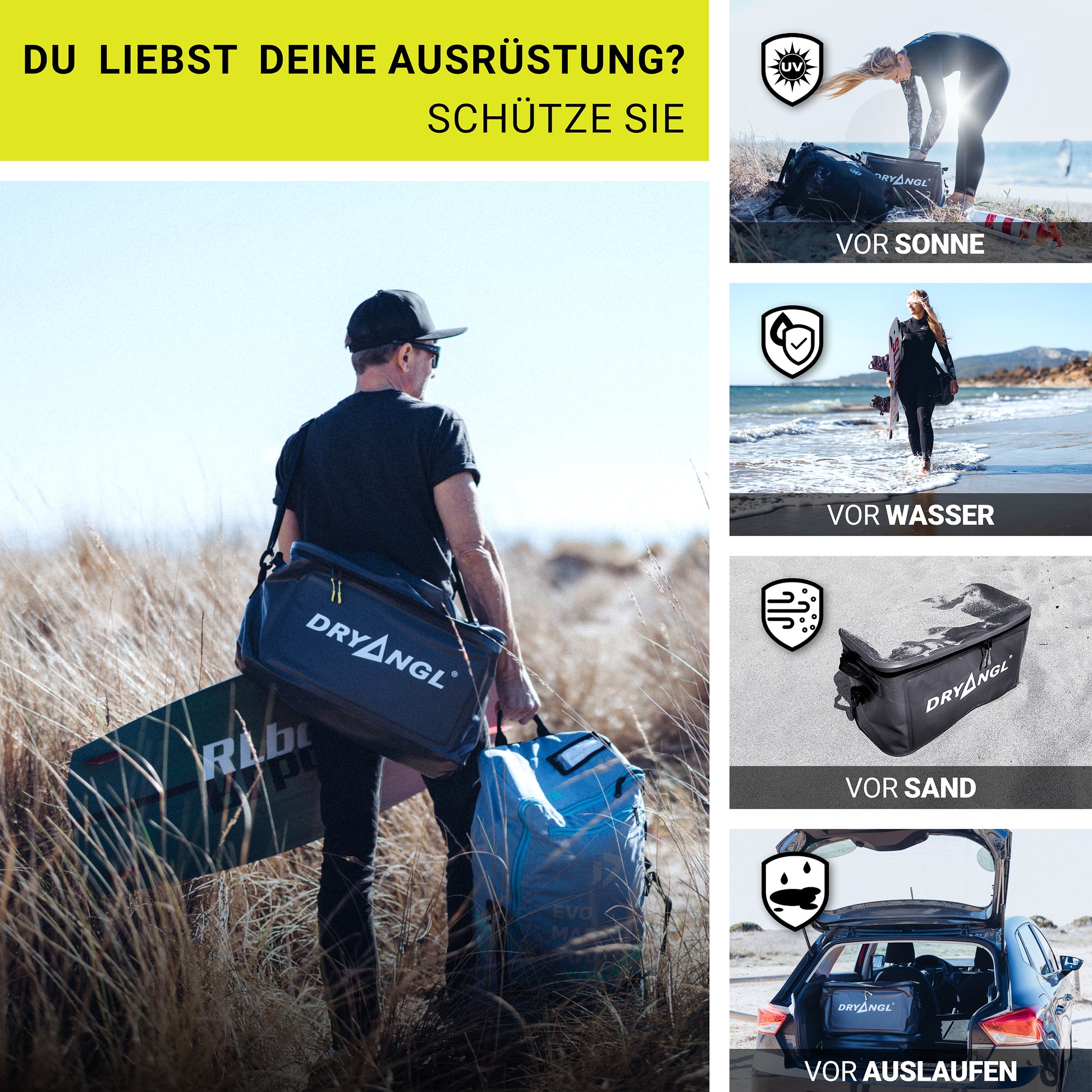 Schütze deine Ausrüstung mit der DRYANGL GearTub vor Sonne, Sand, Wasser und Auslaufen
