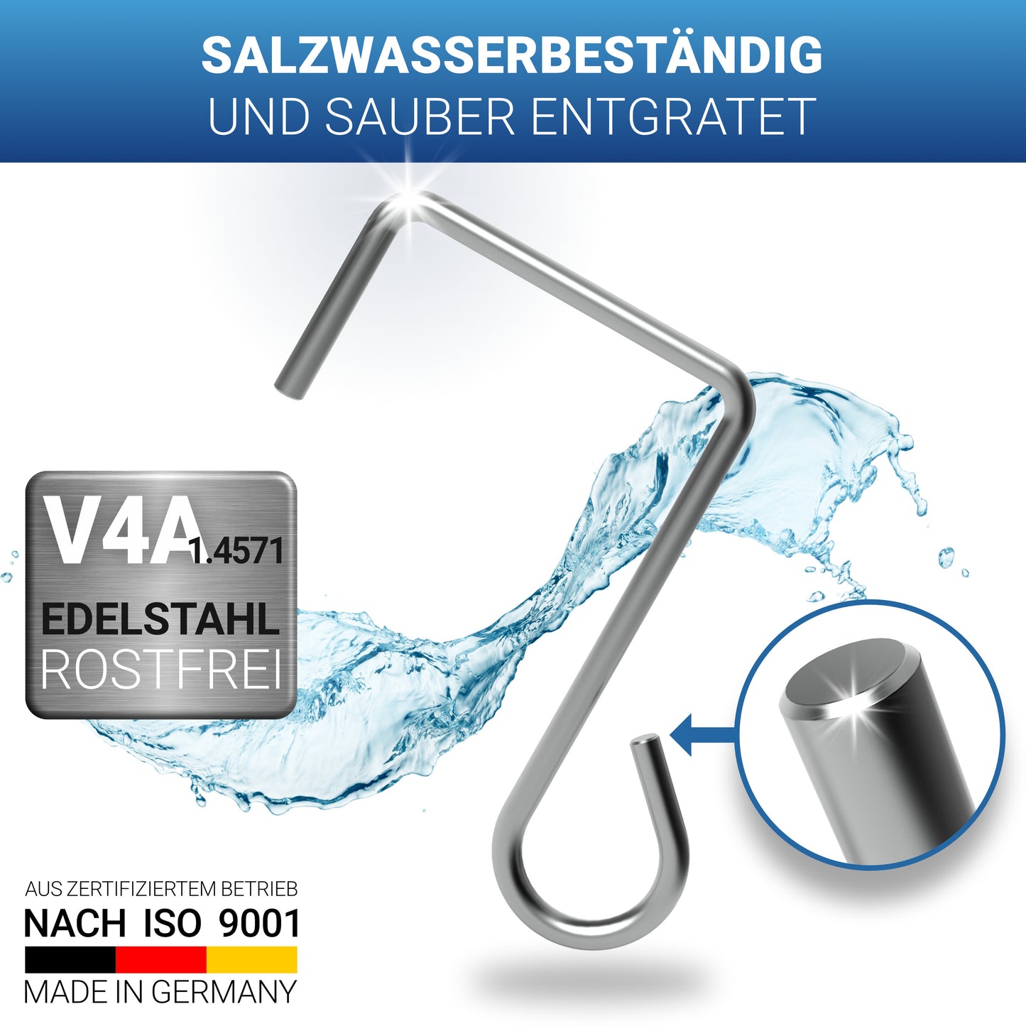 Rostfreie Haken aus V4A Edelstahl – salzwasserfest und hochwertig verarbeitet