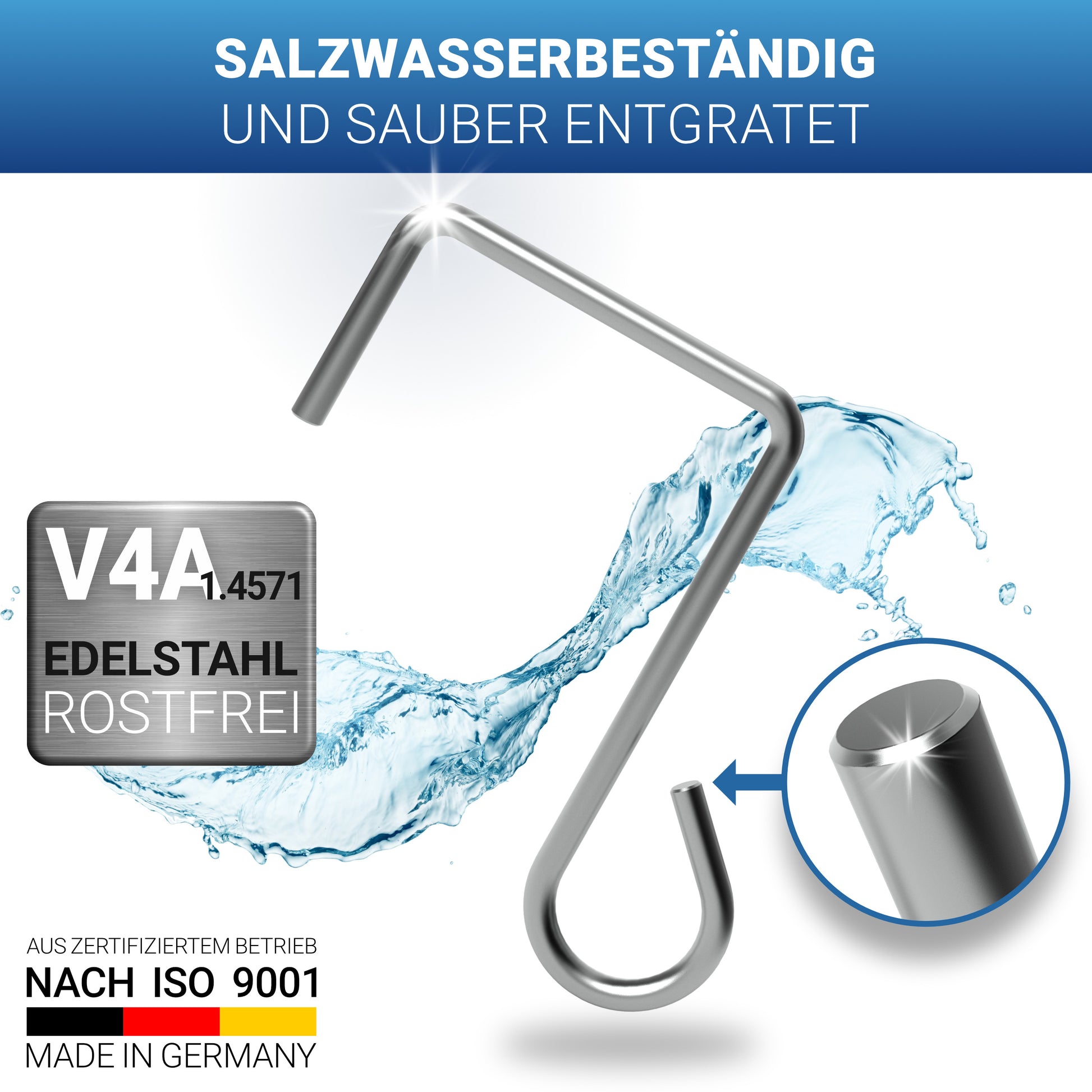 Rostfreie Haken aus V4A Edelstahl – salzwasserfest und hochwertig verarbeitet