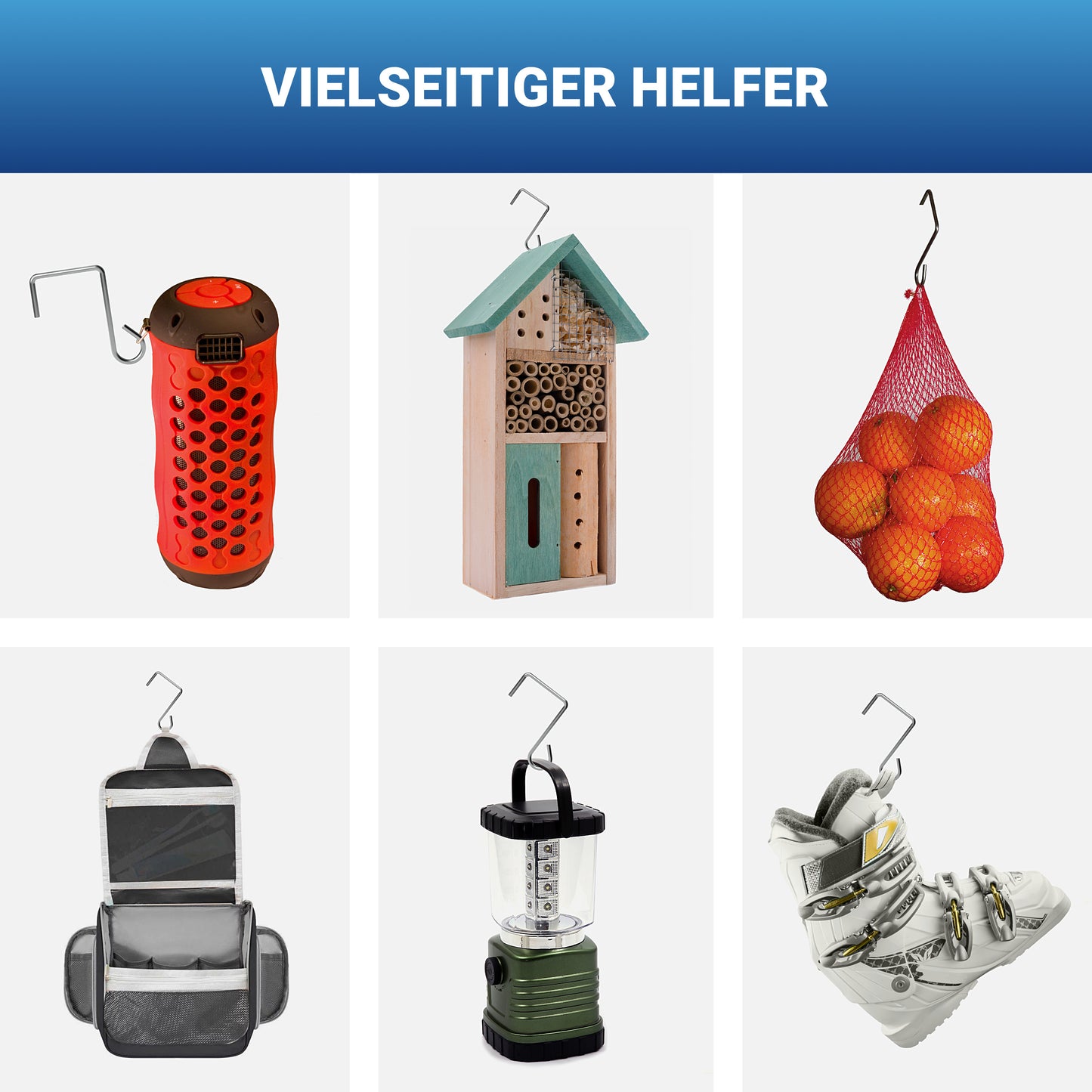 Vielseitiger Edelstahl-Haken für Rucksäcke, Laternen und mehr