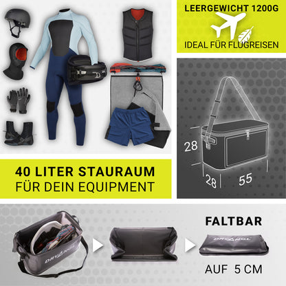 40 Liter Stauvolumen für Wetsuits & Co – faltbare DRYANGL GearTub mit idealen Maßen