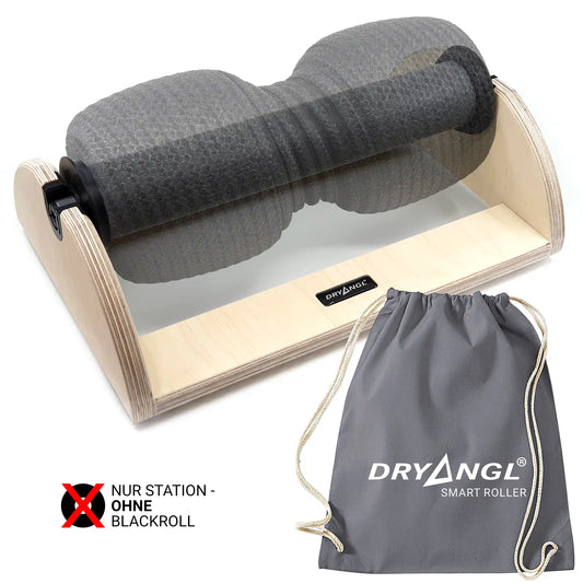 DRYANGL SmartRoller Holz-Station für Blackroll Faszienrollen inklusive Transportbeutel – Nur Halterung ohne Rolle.